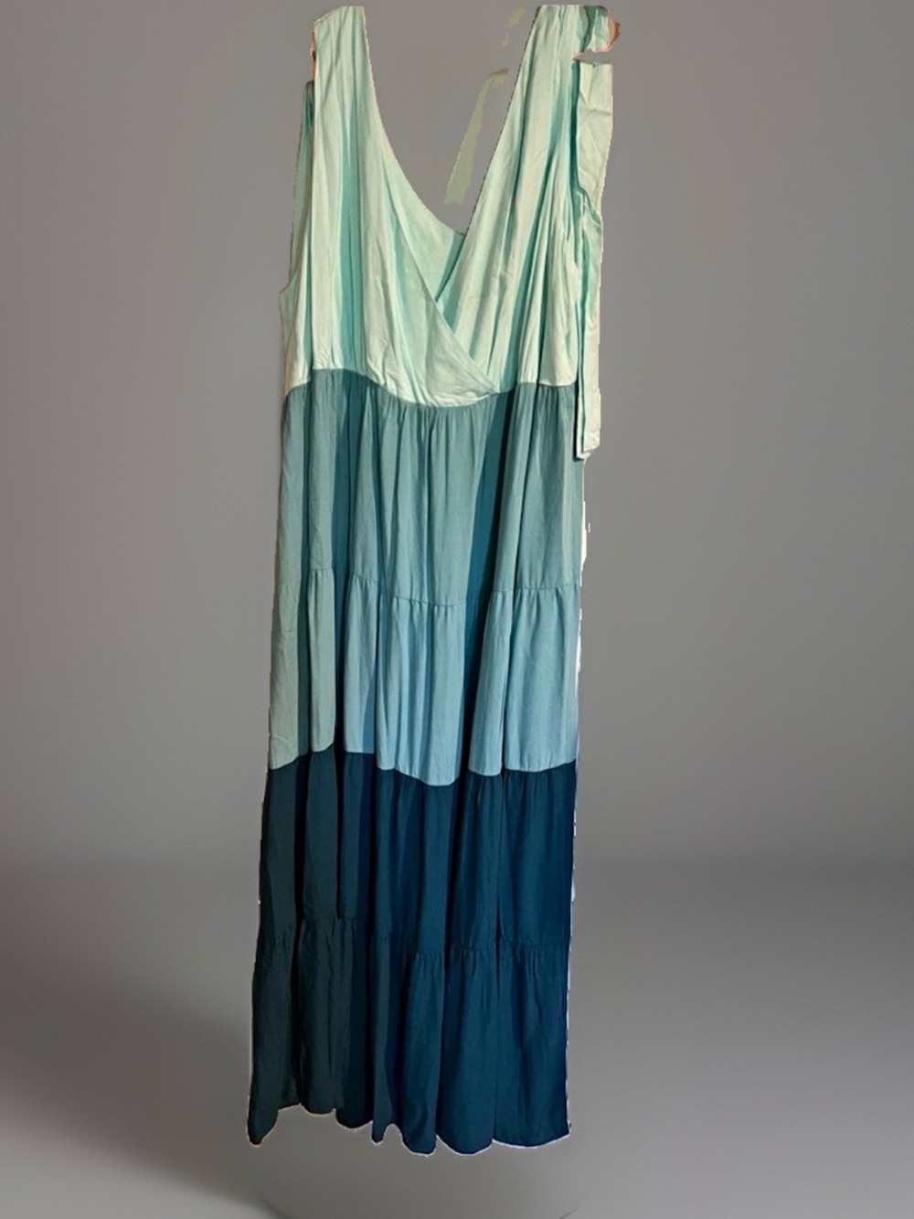 Eloquii Mint to Teal Ombre Tiered Maxi Dress